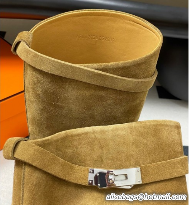 Perfect Hermes Jumping Boots in Suede with Kelly Strap Beige 2025 H082001 0820013