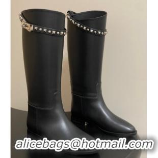 Unique Style Hermes Jumping Boots in Calfskin with Studs Kelly Strap Black 2025 H082002 0820015