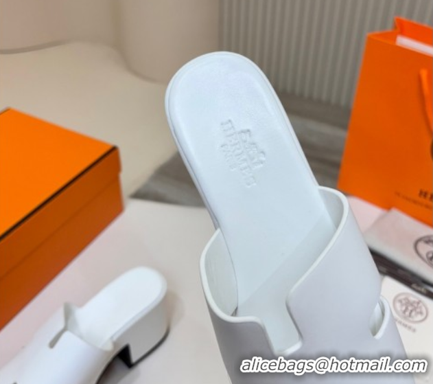 Top Sales Hermes Calfskin Platform Slides Sandal 7.5cm White 2025 H082003 0820023