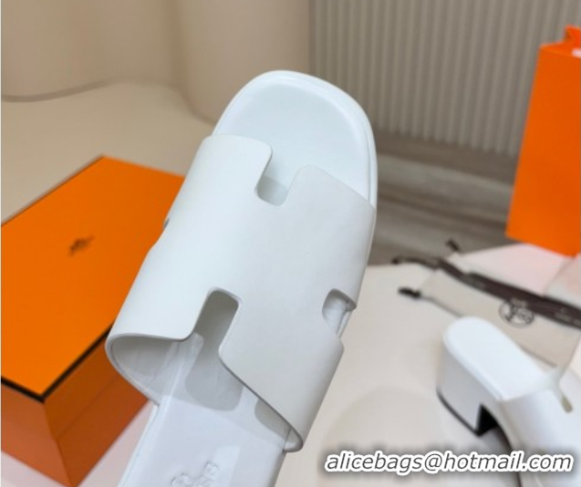 Top Sales Hermes Calfskin Platform Slides Sandal 7.5cm White 2025 H082003 0820023