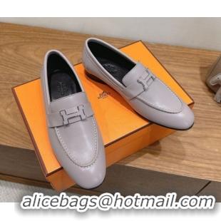 Sumptuous Hermes Paris Loafers in Calfskin Leather with H Dusty Purple 2025 H082005 0820038
