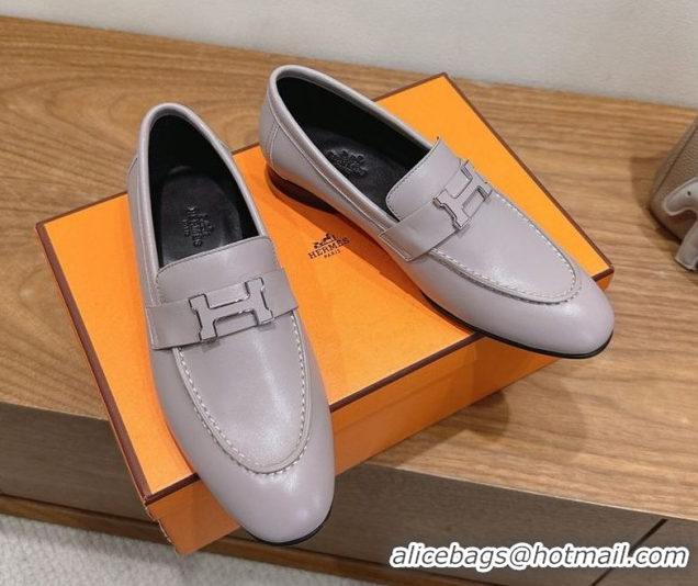 Sumptuous Hermes Paris Loafers in Calfskin Leather with H Dusty Purple 2025 H082005 0820038