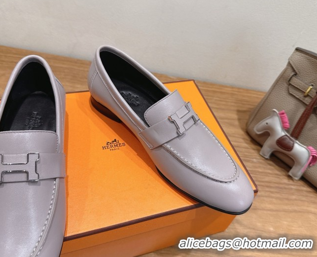 Sumptuous Hermes Paris Loafers in Calfskin Leather with H Dusty Purple 2025 H082005 0820038