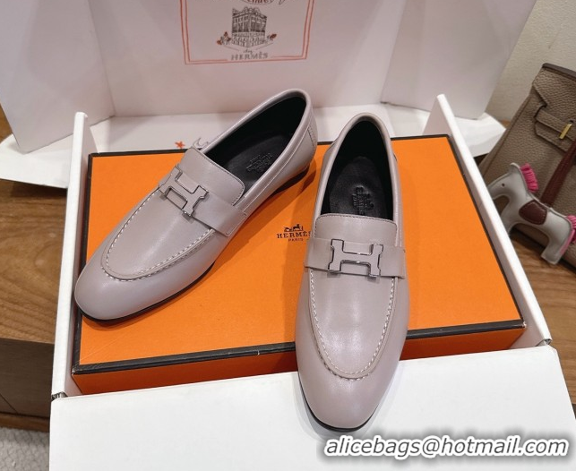 Sumptuous Hermes Paris Loafers in Calfskin Leather with H Dusty Purple 2025 H082005 0820038