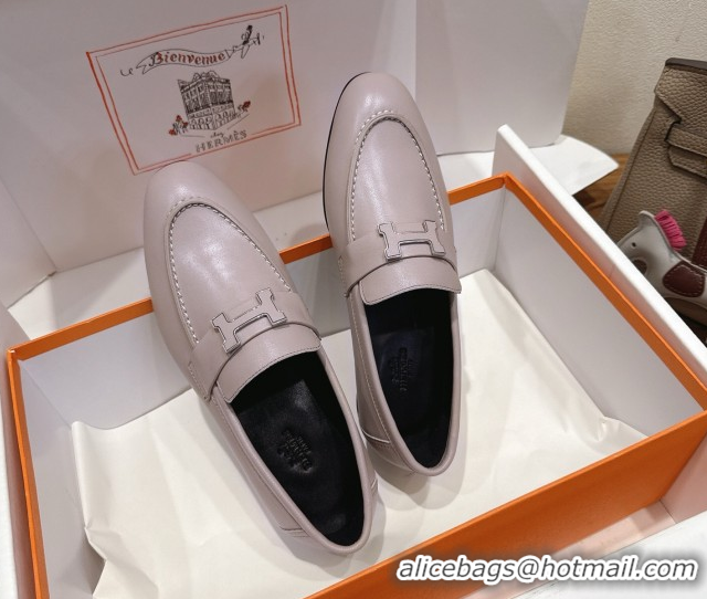 Sumptuous Hermes Paris Loafers in Calfskin Leather with H Dusty Purple 2025 H082005 0820038