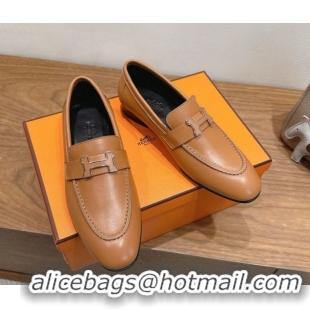 Hot Style Hermes Paris Loafers in Calfskin Leather with H Brown 2025 H082005 0820039