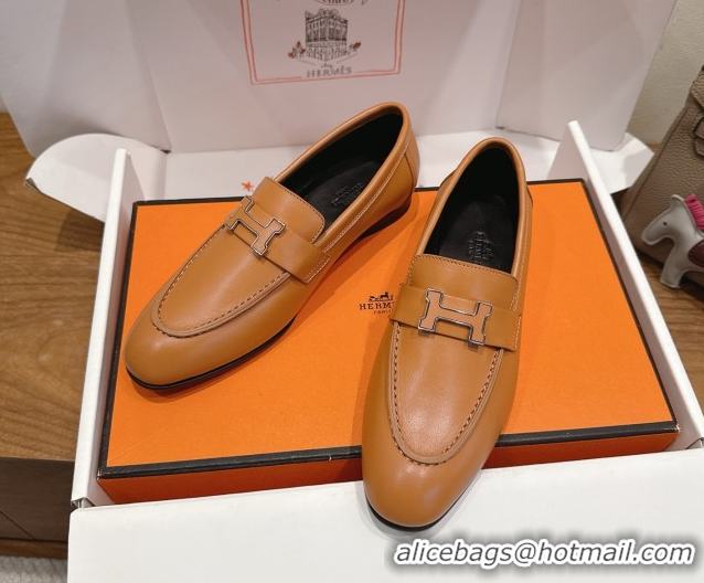 Hot Style Hermes Paris Loafers in Calfskin Leather with H Brown 2025 H082005 0820039