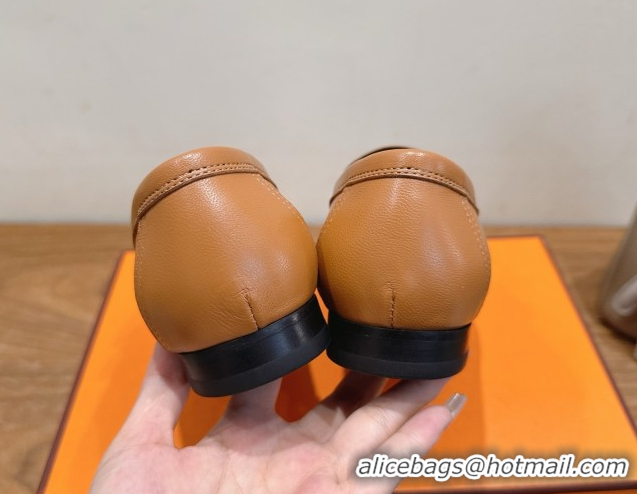 Hot Style Hermes Paris Loafers in Calfskin Leather with H Brown 2025 H082005 0820039
