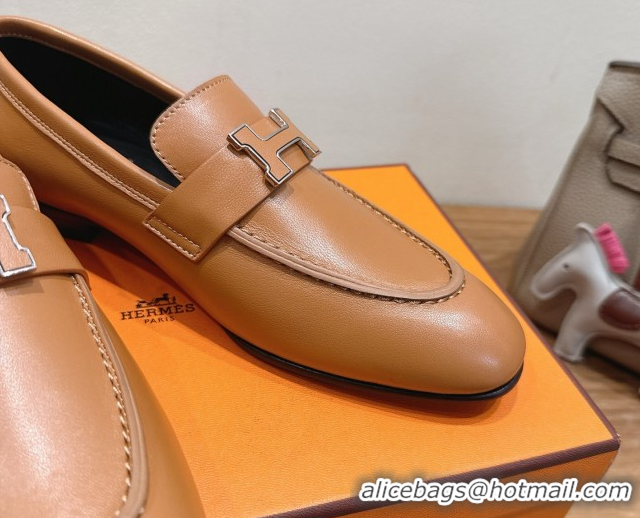 Hot Style Hermes Paris Loafers in Calfskin Leather with H Brown 2025 H082005 0820039