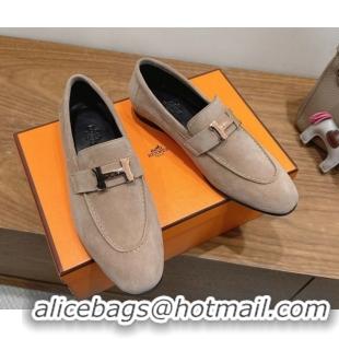 Good Looking Hermes Paris Loafers in Suede with H Grey 2025 H082005 0820041