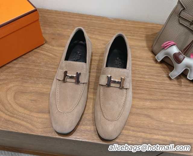 Good Looking Hermes Paris Loafers in Suede with H Grey 2025 H082005 0820041