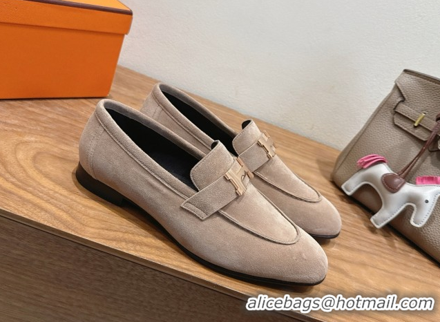 Good Looking Hermes Paris Loafers in Suede with H Grey 2025 H082005 0820041