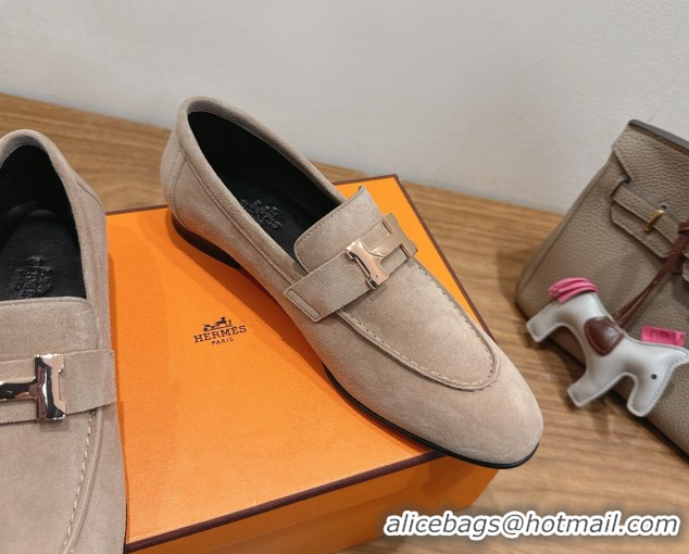 Good Looking Hermes Paris Loafers in Suede with H Grey 2025 H082005 0820041