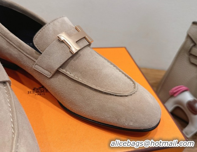 Good Looking Hermes Paris Loafers in Suede with H Grey 2025 H082005 0820041