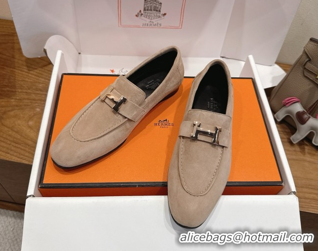 Good Looking Hermes Paris Loafers in Suede with H Grey 2025 H082005 0820041