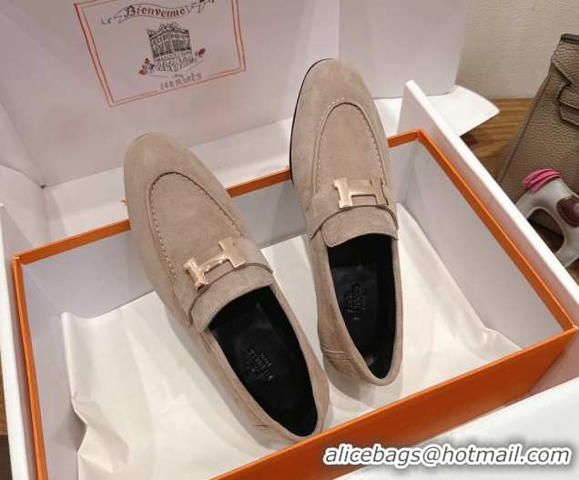 Good Looking Hermes Paris Loafers in Suede with H Grey 2025 H082005 0820041