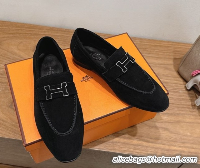 Purchase Hermes Paris Loafers in Suede with H Black 2025 H082005 0820043