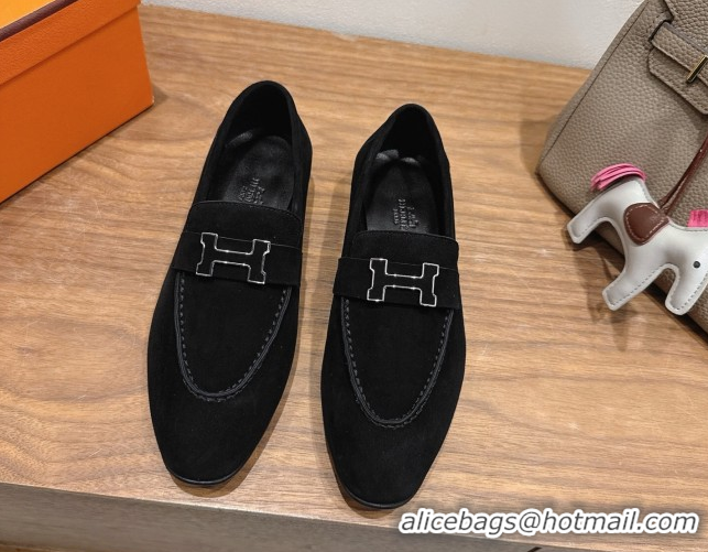 Purchase Hermes Paris Loafers in Suede with H Black 2025 H082005 0820043