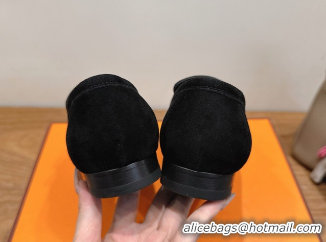 Purchase Hermes Paris Loafers in Suede with H Black 2025 H082005 0820043