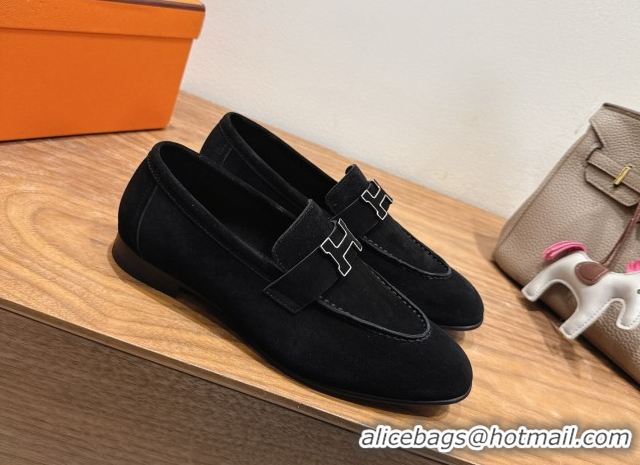 Purchase Hermes Paris Loafers in Suede with H Black 2025 H082005 0820043