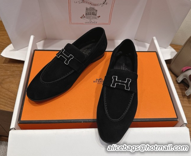 Purchase Hermes Paris Loafers in Suede with H Black 2025 H082005 0820043