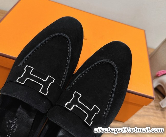 Purchase Hermes Paris Loafers in Suede with H Black 2025 H082005 0820043
