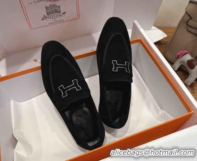 Purchase Hermes Paris Loafers in Suede with H Black 2025 H082005 0820043