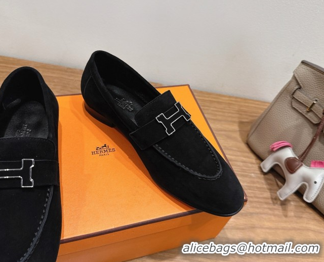 Purchase Hermes Paris Loafers in Suede with H Black 2025 H082005 0820043