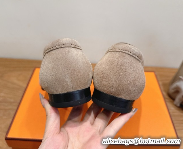 Unique Style Hermes Paris Loafers in Suede with H Beige 2025 H082005 0820045