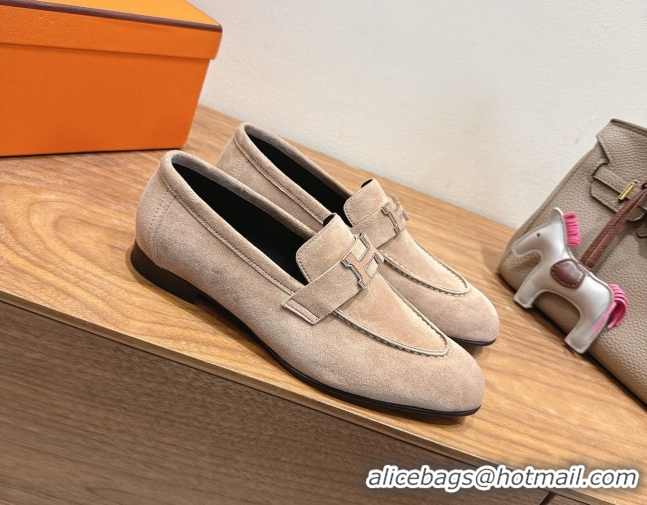 Unique Style Hermes Paris Loafers in Suede with H Beige 2025 H082005 0820045