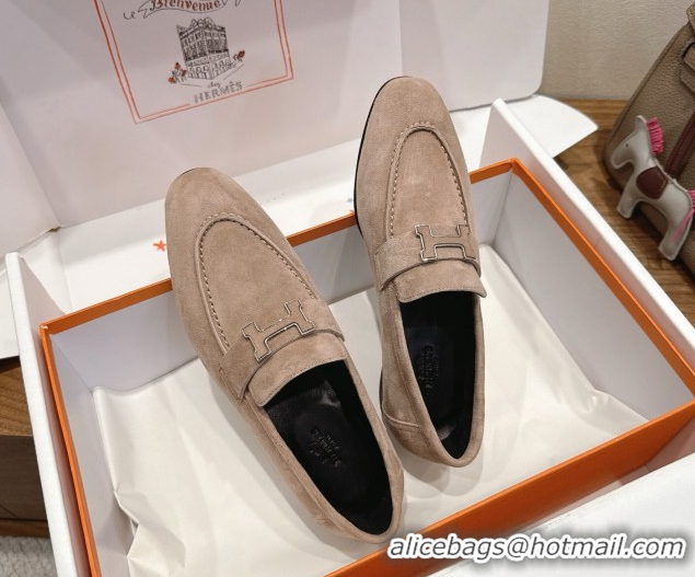 Unique Style Hermes Paris Loafers in Suede with H Beige 2025 H082005 0820045