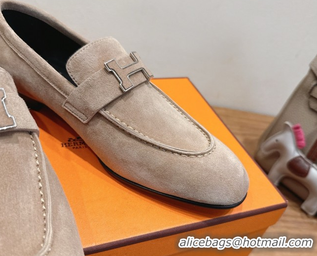 Unique Style Hermes Paris Loafers in Suede with H Beige 2025 H082005 0820045
