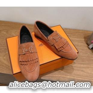 Best Product Hermes Royal Loafers in Suede with Fringe Brown 2025 H082006 0820046