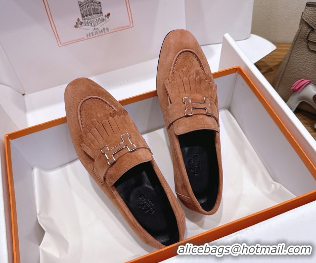 Best Product Hermes Royal Loafers in Suede with Fringe Brown 2025 H082006 0820046