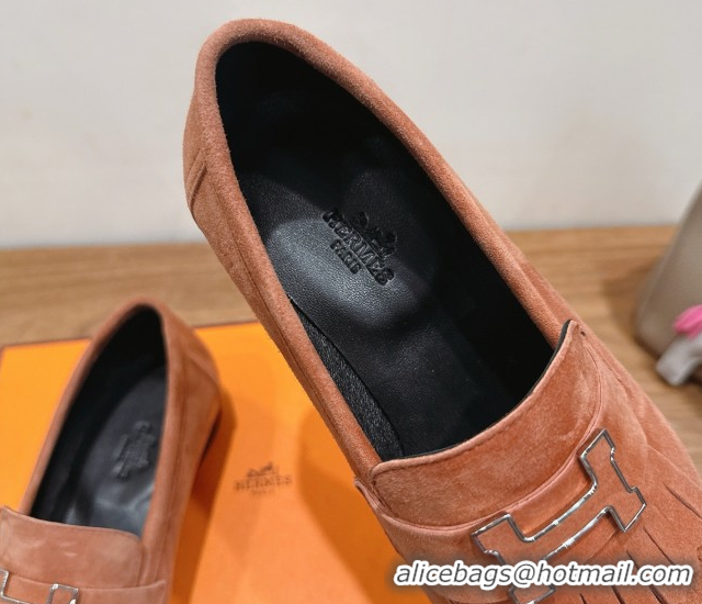 Best Product Hermes Royal Loafers in Suede with Fringe Brown 2025 H082006 0820046