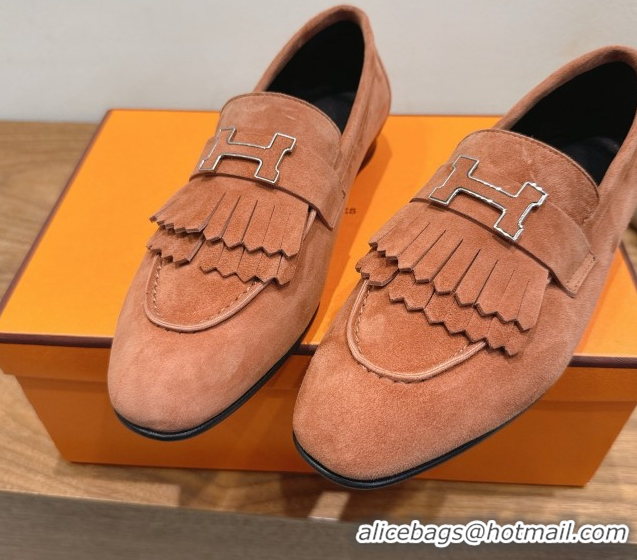 Best Product Hermes Royal Loafers in Suede with Fringe Brown 2025 H082006 0820046