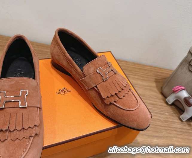 Best Product Hermes Royal Loafers in Suede with Fringe Brown 2025 H082006 0820046