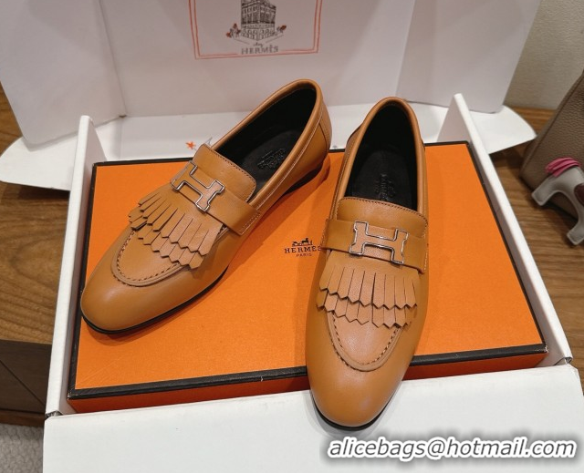 Best Price Hermes Royal Loafers in Calfskin Leather with Fringe Brown2 2025 H082006 0820055