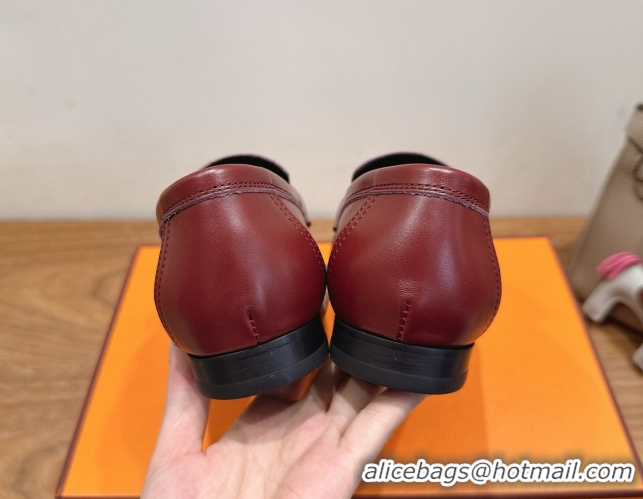 Top Quality Hermes Royal Loafers in Calfskin Leather with Fringe Red 2025 H082006 0820057