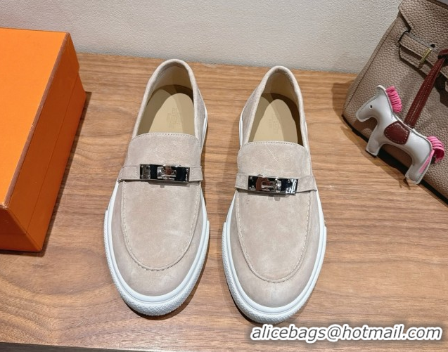Good Quality Hermes Game Suede Slip-on Sneakers with Kelly Buckle Grey2 2025 H082007 0820064