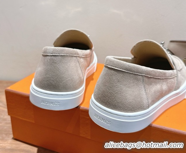 Good Quality Hermes Game Suede Slip-on Sneakers with Kelly Buckle Grey2 2025 H082007 0820064