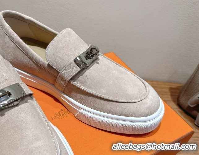 Good Quality Hermes Game Suede Slip-on Sneakers with Kelly Buckle Grey2 2025 H082007 0820064