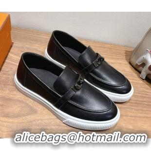 Good Product Hermes Game Smooth Calfskin Slip-on Sneakers with Kelly Buckle Black 2025 H082007 0820066