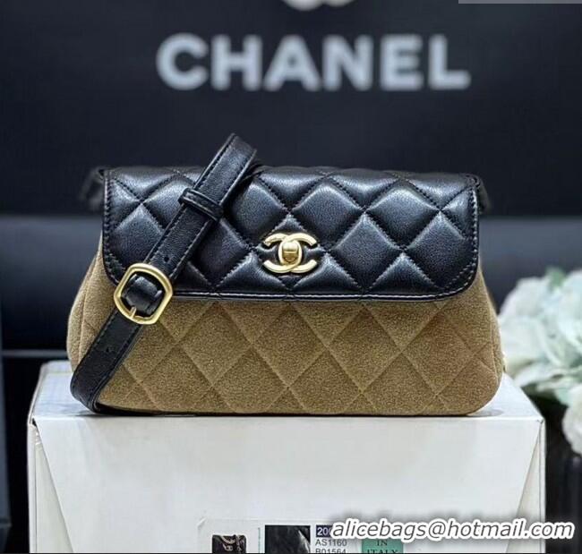 Inexpensive Chanel Suede & Lambskin Phone Holder with Strap AP4677 Beige/Black 2025 Top Quality