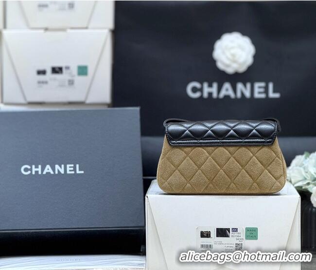 Inexpensive Chanel Suede & Lambskin Phone Holder with Strap AP4677 Beige/Black 2025 Top Quality