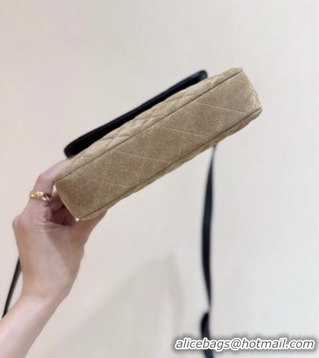 Inexpensive Chanel Suede & Lambskin Phone Holder with Strap AP4677 Beige/Black 2025 Top Quality