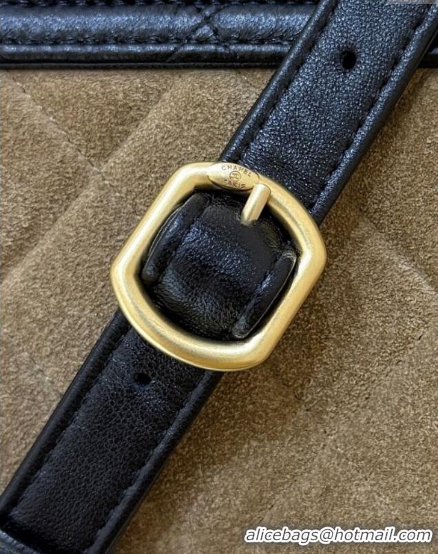 Inexpensive Chanel Suede & Lambskin Phone Holder with Strap AP4677 Beige/Black 2025 Top Quality