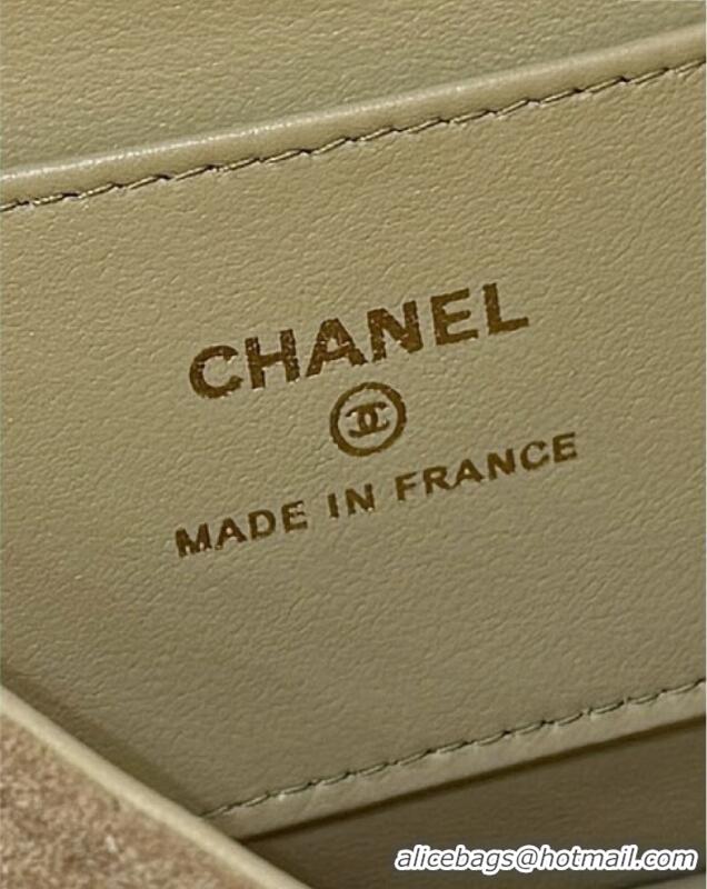 Inexpensive Chanel Suede & Lambskin Phone Holder with Strap AP4677 Beige/Black 2025 Top Quality