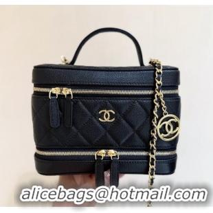 Good Taste Chanel Grained Calfskin Long Vanity with Chain AP4688 Black 2025 Top Quality