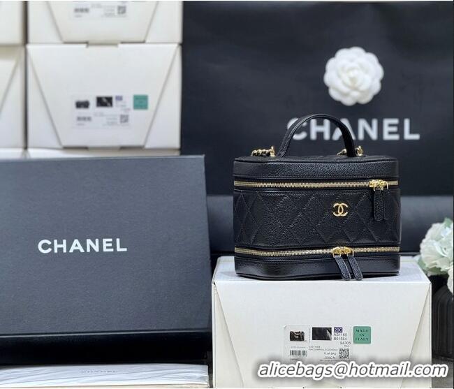 Good Taste Chanel Grained Calfskin Long Vanity with Chain AP4688 Black 2025 Top Quality